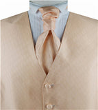 Light Orange Arc Pattern Classical Tailored  Polyester Waistcoat+Cravat+Hanky