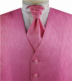 Pink Arc Pattern Classical Tailored  Polyester Waistcoat+Cravat+Hanky