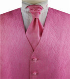 Pink Arc Pattern Classical Tailored  Polyester Waistcoat+Cravat+Hanky