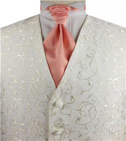 Ivory&White Lurexy Classical Tuxedo Waistcoat+Cravat Set