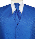 Diamond Blue  Paisley Classical Wedding Waistcoat+Cravat+Hanky