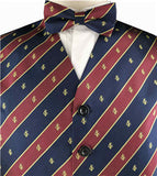 Microfiber  Logo Stripe Pattern Fabric  Classical Uniform Waistcoat+Bowtie+Hanky