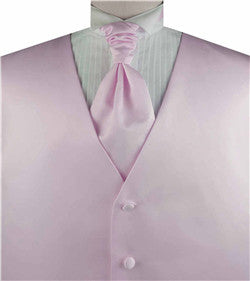 Solid Misty Rose Plain Fabric Classical Tuxedo Waistcoat+Cravat+Hanky