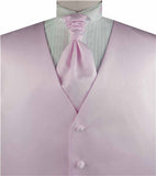 Solid Misty Rose Plain Fabric Classical Tuxedo Waistcoat+Cravat+Hanky