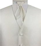 Ivory Dot  Lurex Yarn  Classical Wedding Tuxedo Waistcoat+Cravat+Hanky