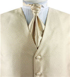 Gold Dot  Lurex Yarn  Classical Wedding Tuxedo Waistcoat+Cravat+Hanky