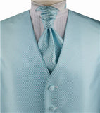 Light Aqua Dot  Lurex Yarn  Classical Wedding Tuxedo Waistcoat+Cravat+Hanky