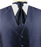 Navy Dot  Lurex Yarn  Classical Wedding Tuxedo Waistcoat+Cravat+Hanky