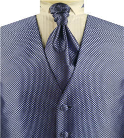 Indigo Dot  Lurex Yarn  Tailored Wedding Tuxedo Waistcoat+Cravat+Hanky