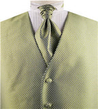 Light Green Dot  Lurex Yarn  Classical Wedding Tuxedo Waistcoat+Cravat+Hanky