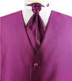 Fuschia Dot  Lurex Yarn  Tailored Wedding Tuxedo Waistcoat+Cravat+Hanky