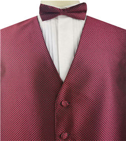 Burgundy Dot Lurex Yarn  Tailored Wedding Tuxedo Waistcoat+Bowtie+Hanky