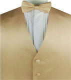 Solid Dark Gold Plain Fabric Classical Dress/Bridal Waistcoat+Cravat+Hanky