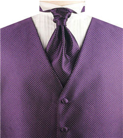 Purple Dot Lurex Yarn  Tailored Wedding Tuxedo Waistcoat+Cravat+Hanky