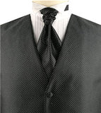 Black Dot Lurex Yarn  Tailored Wedding Tuxedo Waistcoat+Cravat+Hanky