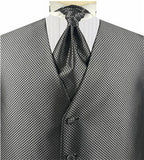 Grey Dot Lurex Yarn  Tailored Wedding Tuxedo Waistcoat+Cravat+Hanky