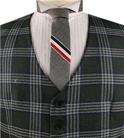 Grey Chequer Linen&Poly Fashion&Classical Formal Wear Waistcoat Only