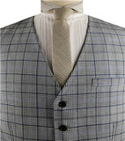 Light Blue Chequer Linen&Poly Fashion&Classical Formal Wear Waistcoat Only