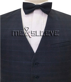 Navy&Burgundy Men's Formal Viscose Grid  Fashion Suit/Business/Wedding Waistcoat with  Bowtie