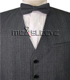 Grey Men's Formal Viscose Grid  Fashion Suit/Business/Wedding Waistcoat with  Bowtie