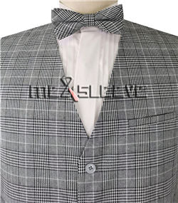 Light Grey  Men's Formal Viscose Grid  Fashion Suit/Business/Wedding Waistcoat with  Bowtie
