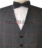 Grey Red Men's Formal Viscose Grid  Fashion Suit/Business/Wedding Waistcoat with  Bowtie