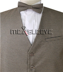 Light Brown Men's Formal Viscose Grid Suit/Wedding Groom's Waistcoat with Bowtie