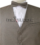 Light Brown Men's Formal Viscose Grid Suit/Wedding Groom's Waistcoat with Bowtie