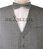 Light Grey Men's Formal Viscose Grid Suit/Wedding Groom's Waistcoat with Bowtie