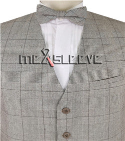 Light Beige Men's Formal Viscose Grid Suit/Wedding Groom's Waistcoat with Bowtie