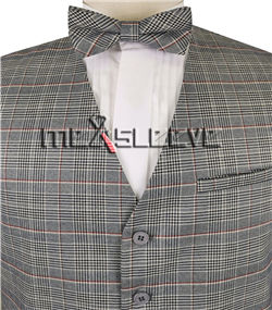 Grey Champagne  Men's Formal Viscose Grid  Fashion Suit/Business/Wedding Waistcoat with  Bowtie
