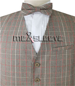 Beige Champange  Men's Formal Viscose Grid Suit/Wedding Groom's Waistcoat with Bowtie