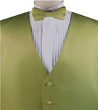 Moss Green Solid Plain Classical Tuxedo/Wedding Waistcoat+Necktie+Bowtie+Hanky