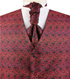 Burgundy Smaller Paisley Dress/Bridal Tailored  Waistcoat+Cravat+Hanky