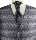 Grey&Black Smaller Paisley Dress/Bridal Tailored  Waistcoat+Cravat+Hanky