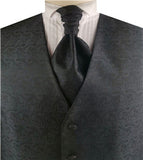 Black Smaller Paisley Classical Groomsman Waistcoat+Cravat+Hanky