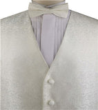 Ivory Smaller Paisley Wedding Bridegroom Waistcoat+Bowtie+Hanky