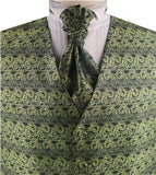 Green Smaller Paisley Dress/Bridal Tailored  Waistcoat+Cravat+Hanky