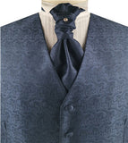 Navy Smaller Paisley Dress/Bridal Tailored  Waistcoat+Cravat+Hanky