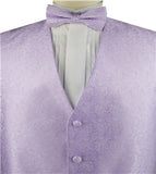 Lavender Small Paisley Classical Waistcoat+Necktie+Bowtie+Hanky for Suit/Dress