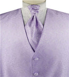 Lavender Paisley Classical Wedding Waistcoat+Cravat+Hanky