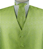 Light Green Paisley Classical Waistcoat+Necktie+Bowtie+Hanky for Suit/Dress