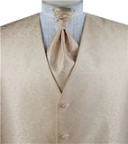 Champagne Paisley Classical Wedding Waistcoat+Cravat+Hanky