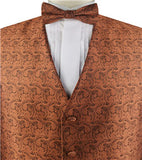 Iron Rust Paisley Classical Waistcoat+Necktie+Bowtie+Hanky for Suit/Dress