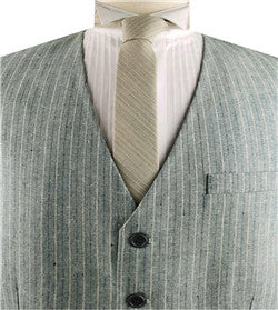 Green Strip Linen Fashion&Classical Formal Wear Waistcoat Only