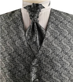 Grey Smaller Paisley Dress/Bridal Tailored  Waistcoat+Cravat+Hanky