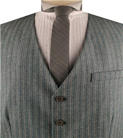 Dark Green Strip Linen Fashion&Classical Formal Wear Waistcoat Only