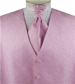Pink Paisley Classical  Business/Tuxedo/Suit Waistcoat+Cravat+Hanky
