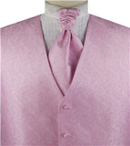 Pink Paisley Classical  Business/Tuxedo/Suit Waistcoat+Cravat+Hanky