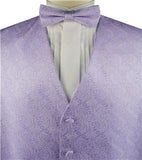 Lavender Paisley Microfiber Wedding Bridegroom Waistcoat+Necktie+Bowtie+Hanky